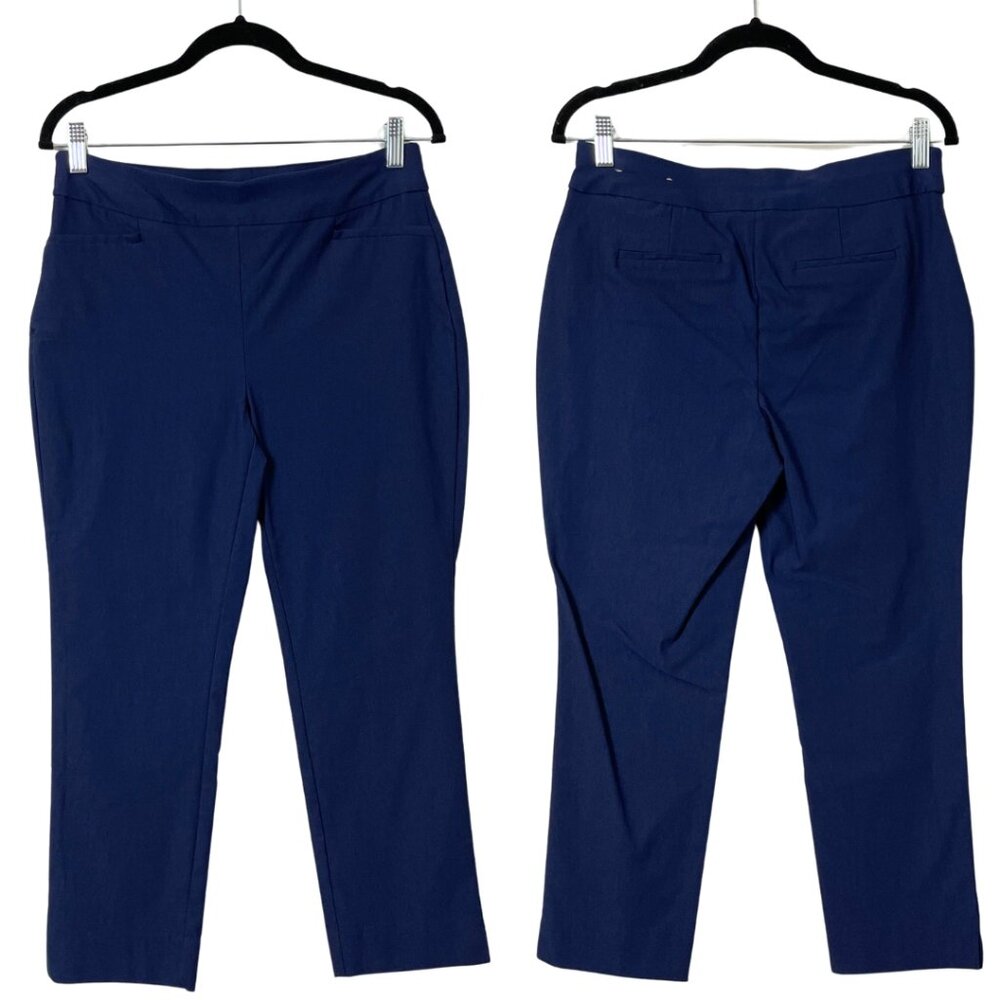 NWT Chico’s Pull On Trousers Brigitte Slim Crop Size Small 4 Navy Blue Stretch